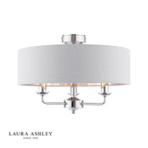 Laura Ashley Sorrento 3 Light Semi-Flush Satin Nickel and Silver Shade